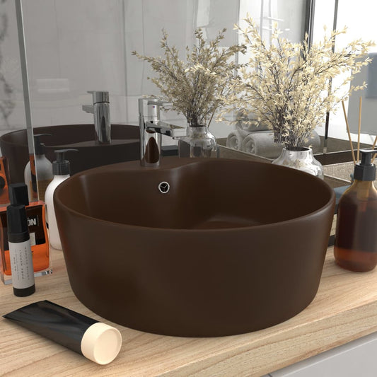 Lavabo en céramique mat 36 cm Marron foncé mat | Maison Vasque