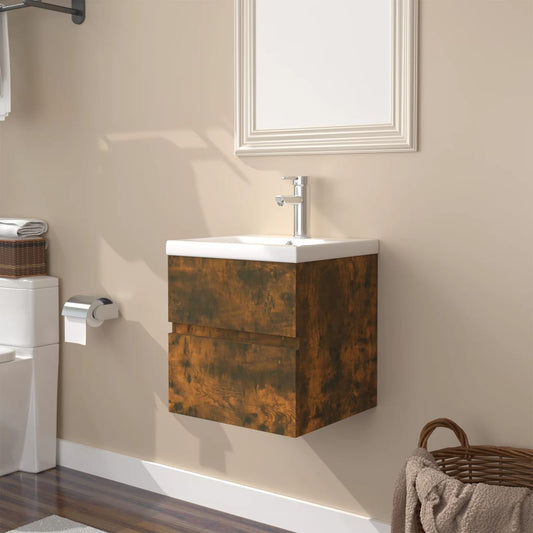Meuble sous vasque 41 cm H 18,5 cm Chêne fumé | Maison Vasque