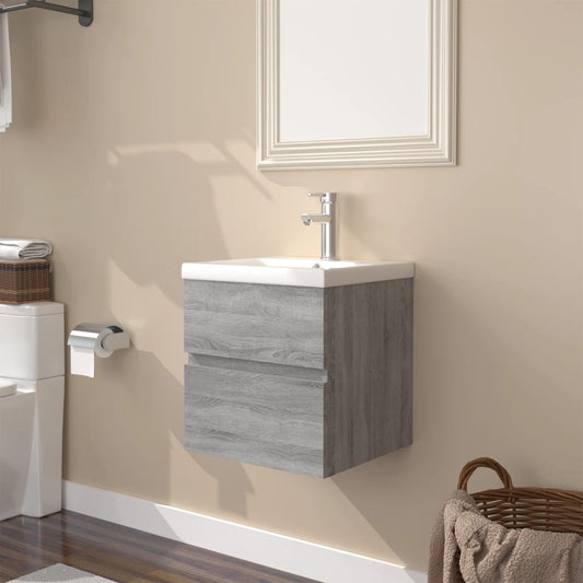 Meuble sous vasque 41 cm H 18,5 cm Sonoma gris | Maison Vasque