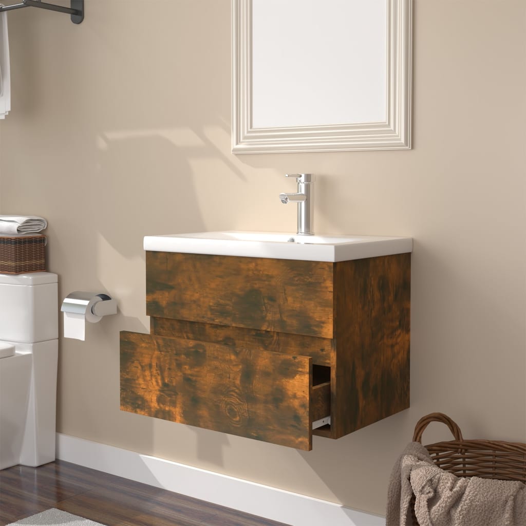 Meuble sous-vasque 60 cm – H 62 cm Chêne fumé | Maison Vasque