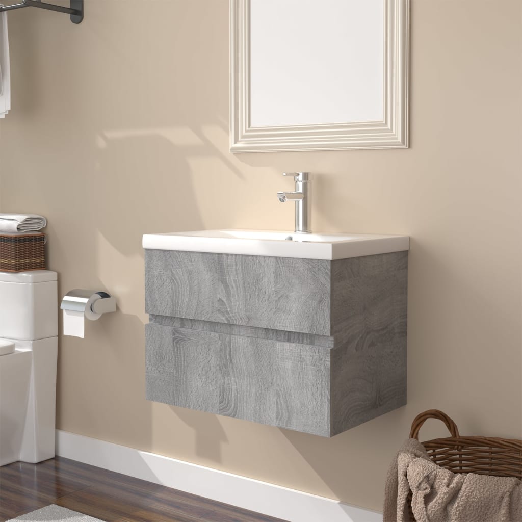 Meuble sous vasque 60 cm H 62 cm Sonoma gris | Maison Vasque