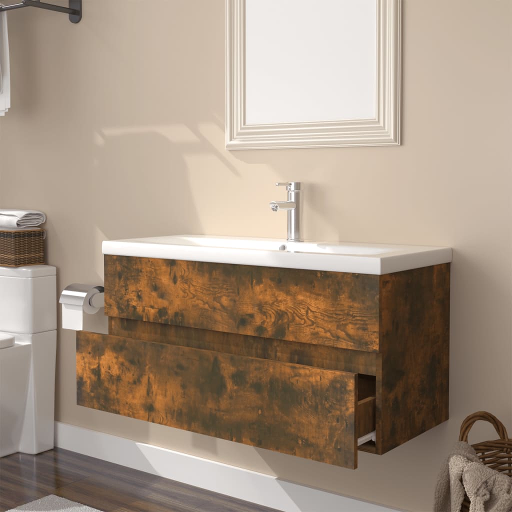 Meuble sous-vasque 90 cm Chêne fumé | Maison Vasque