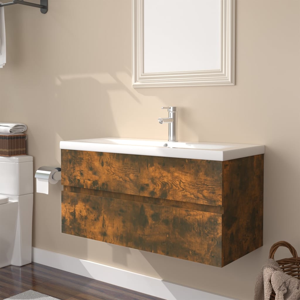 Meuble sous vasque 90 cm Chêne fumé | Maison Vasque