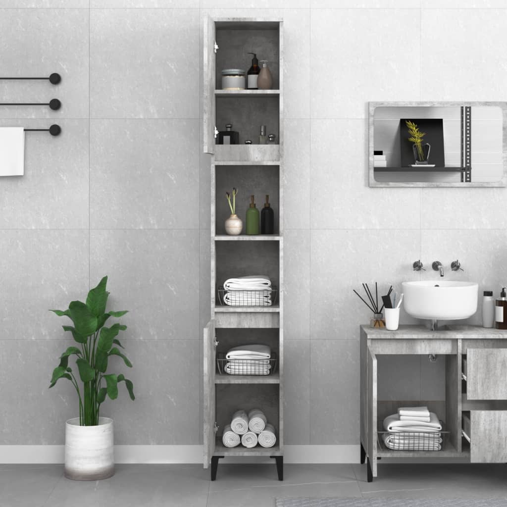 Colonne de salle de bain 30 cm – H 190 cm Gris béton | Maison Vasque