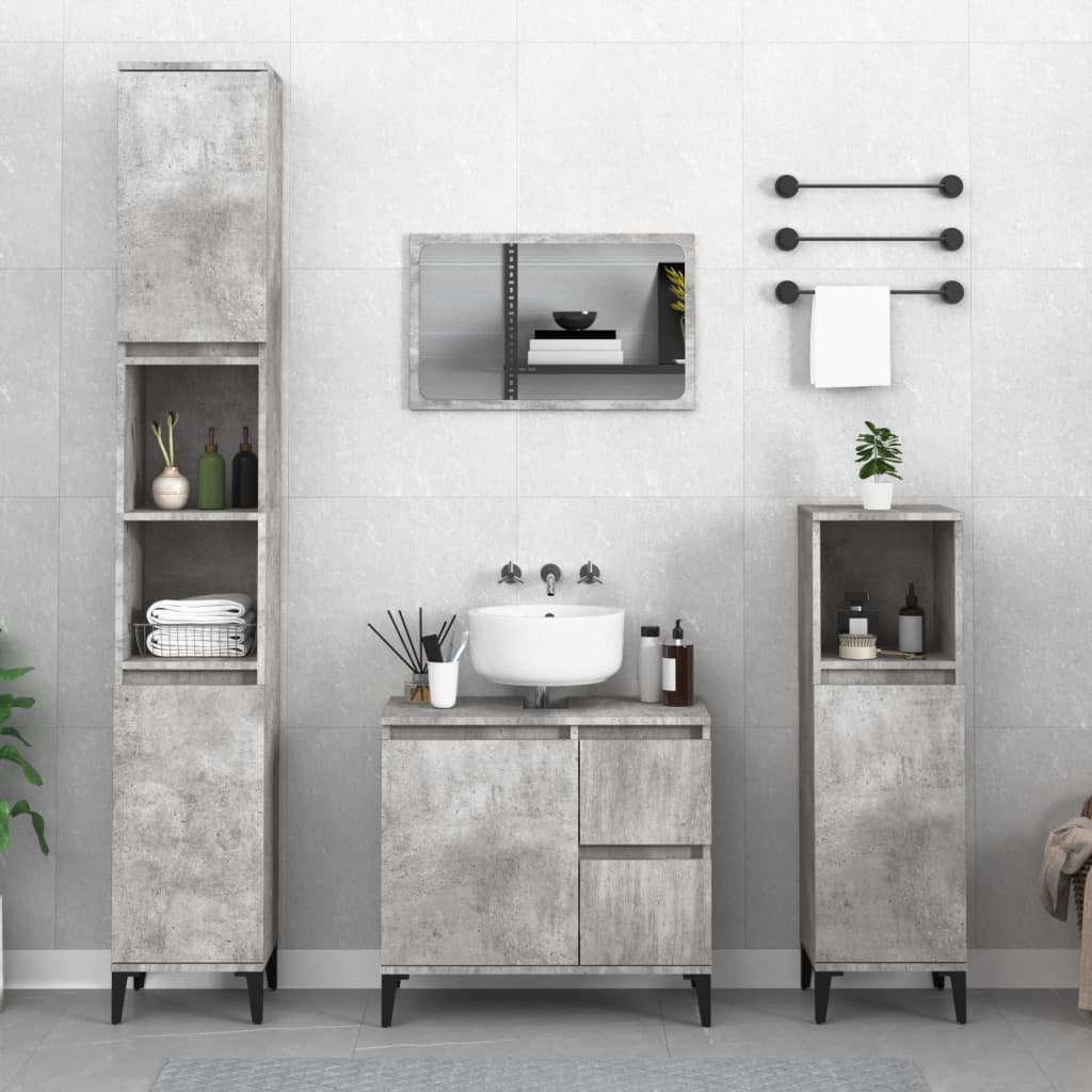 Colonne de salle de bain 30 cm H 190 cm Gris béton | Maison Vasque