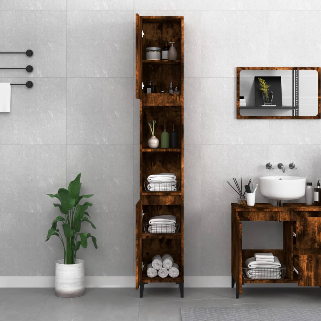 Colonne de salle de bain 30 cm – H 190 cm Chêne fumé | Maison Vasque