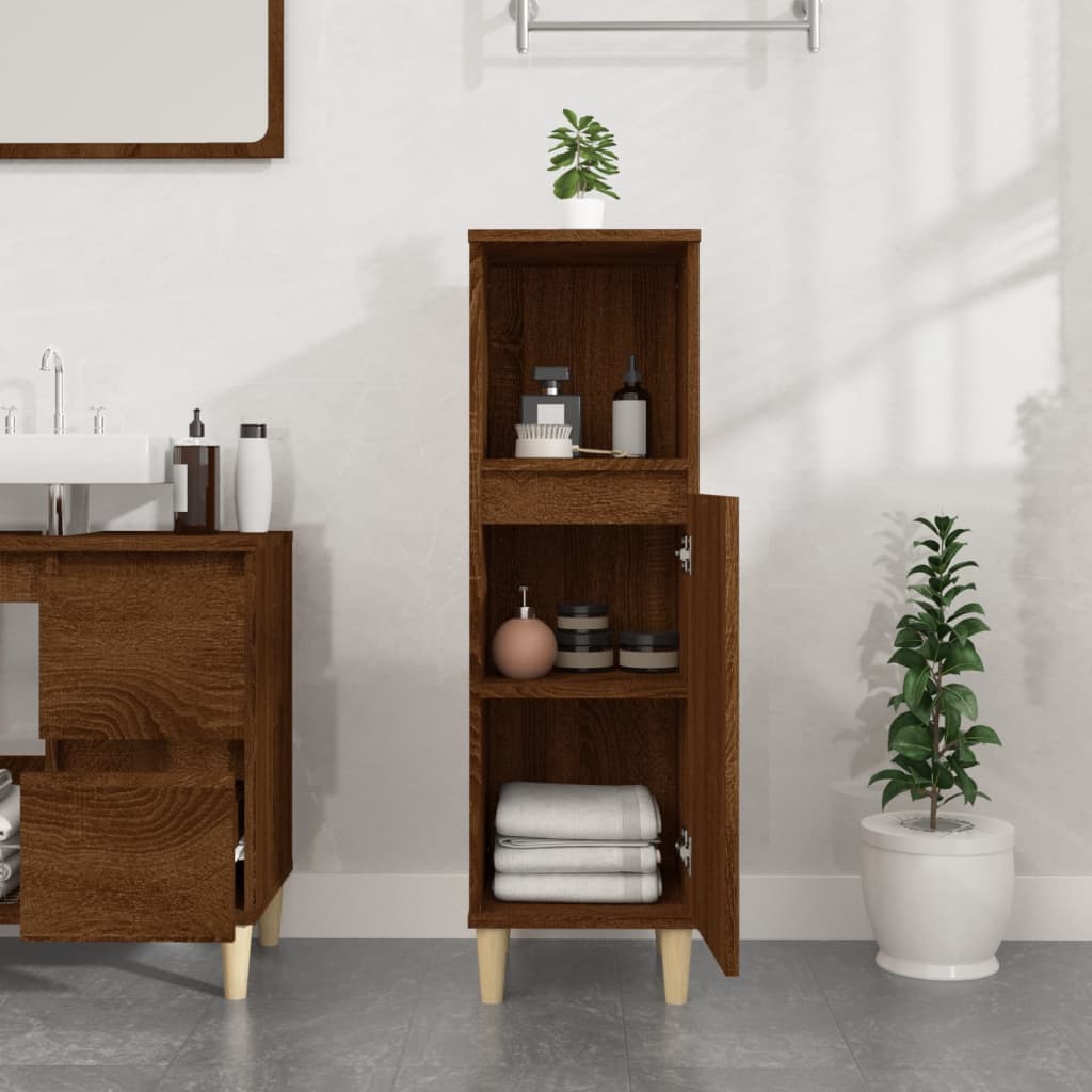 Colonne de salle de bain 30 cm – H 100 cm (3) Chêne marron | Maison Vasque