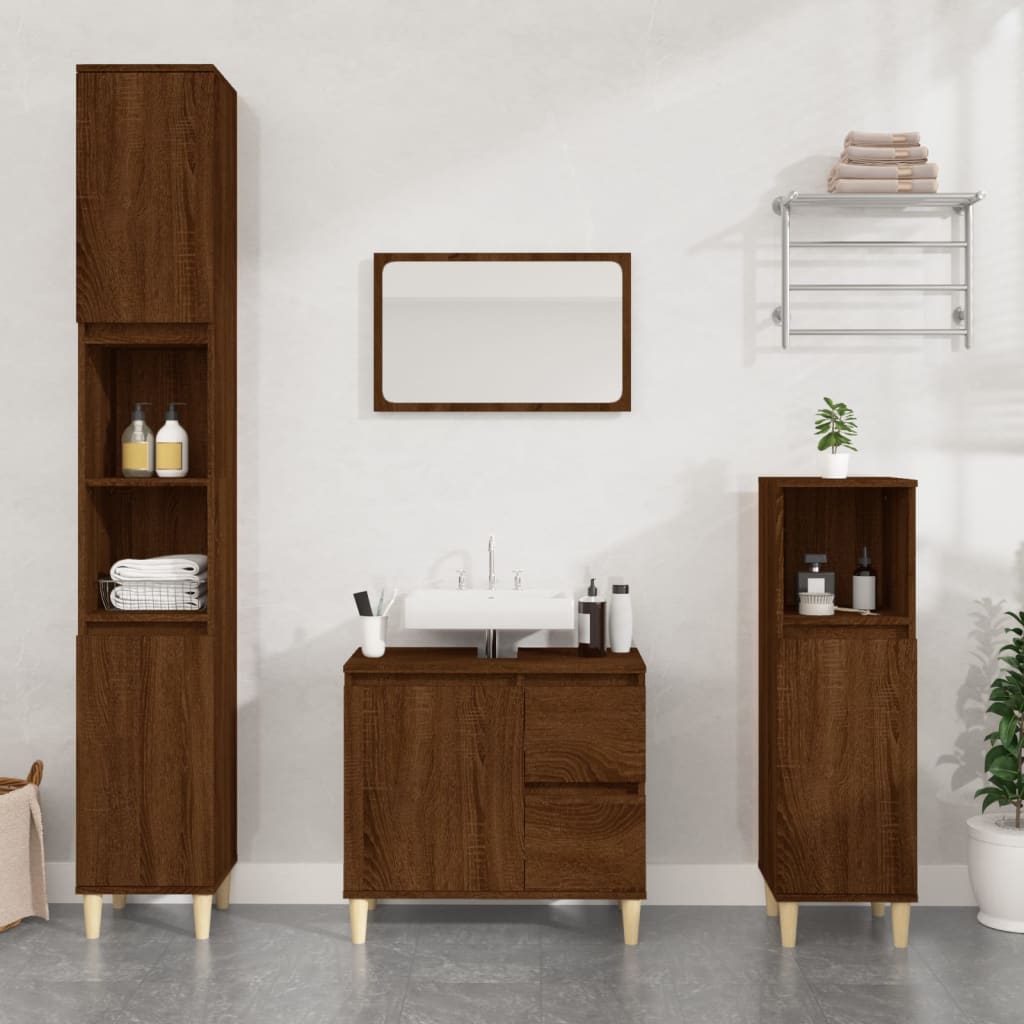Colonne de salle de bain 30 cm H 100 cm (3) Chêne marron | Maison Vasque