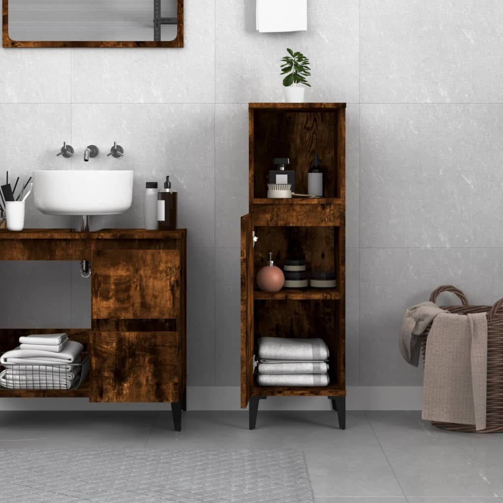 Colonne de salle de bain 30 cm – H 100 cm Chêne fumé | Maison Vasque