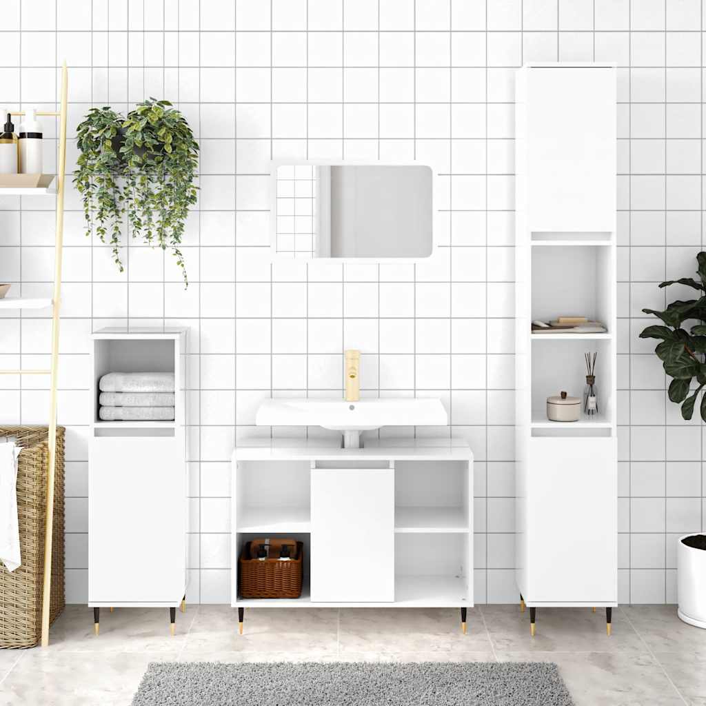 Armoire de salle de bain 80 cm Blanc brillant | Maison Vasque