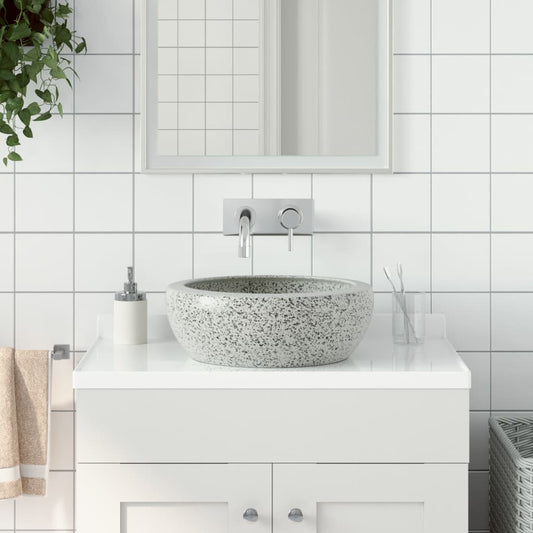 Vasque à poser ronde en céramique 41 cm Gris | Maison Vasque