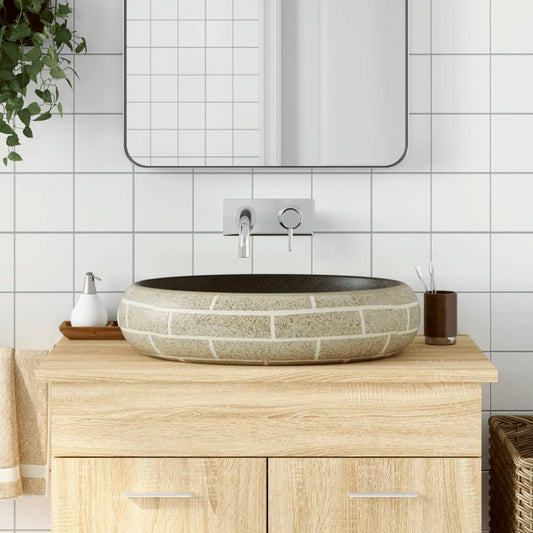 Vasque à poser ovale en céramique 59 cm Gris foncé | Maison Vasque