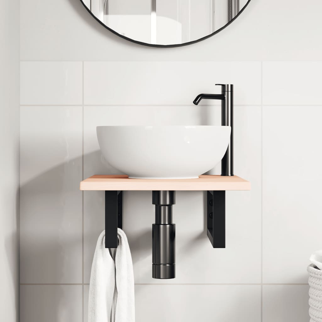 Étagère de salle de bain murale 40 cm Marron et noir | Maison Vasque
