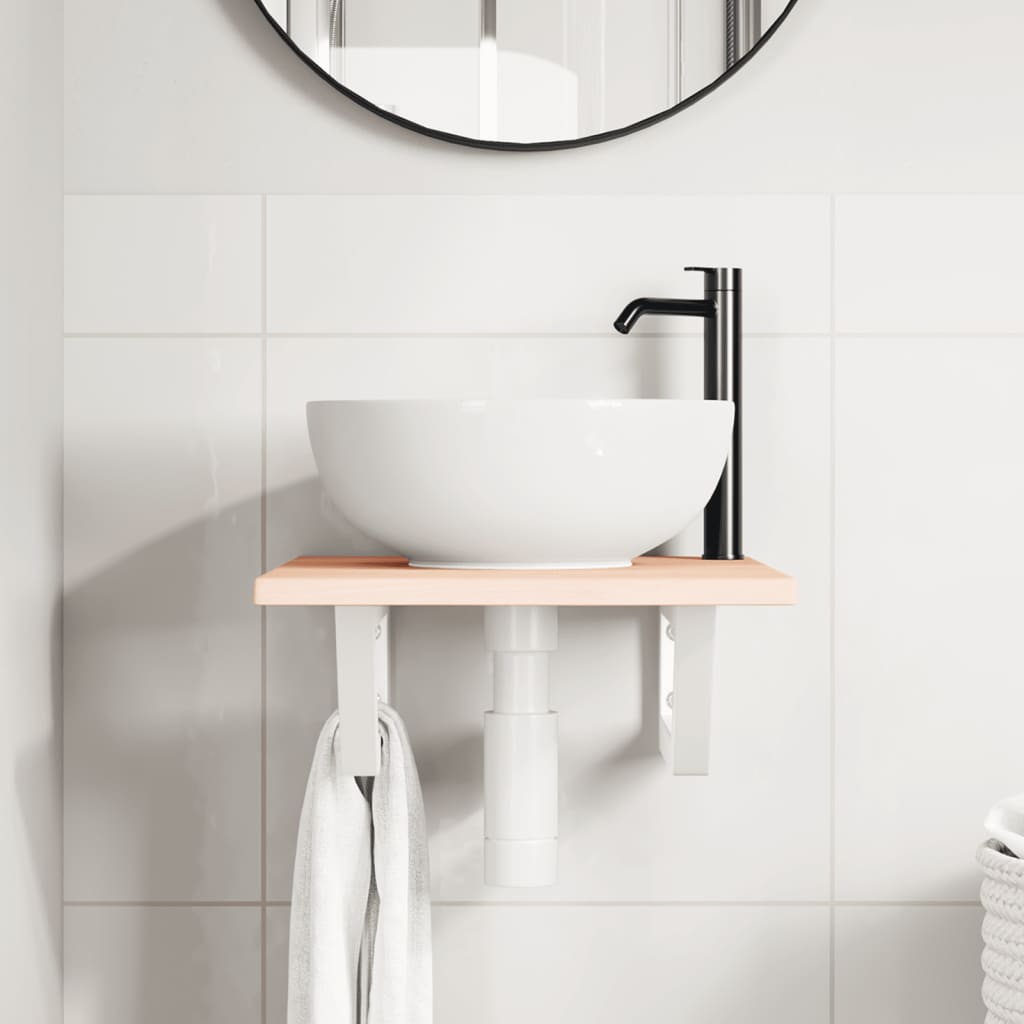 Étagère de salle de bain murale 40 cm Marron et blanc | Maison Vasque