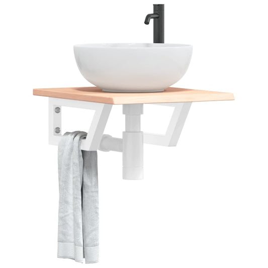 Étagère de salle de bain murale 40 cm Marron et blanc | Maison Vasque