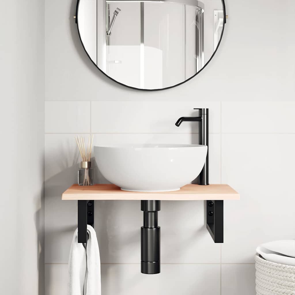 Étagère de salle de bain murale 60 cm – marron foncé et blanc Marron et noir | Maison Vasque