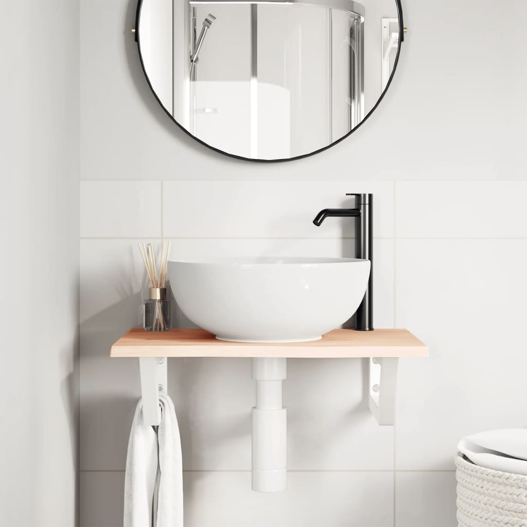 Étagère de salle de bain murale 60 cm – marron foncé et blanc Marron et blanc | Maison Vasque