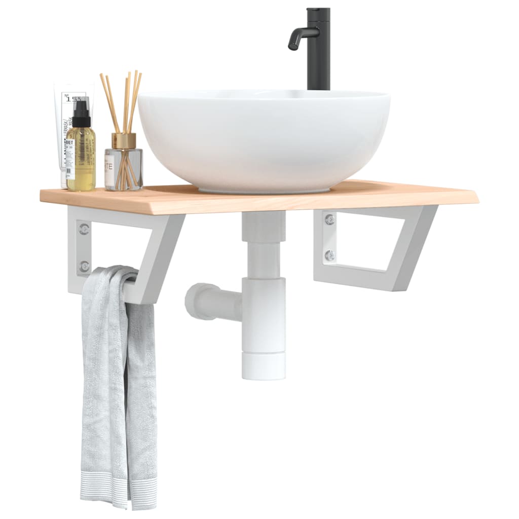 Étagère de salle de bain murale 60 cm marron foncé et blanc Marron et blanc | Maison Vasque