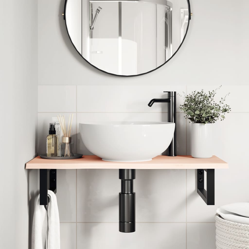 Étagère de salle de bain murale 80 cm Marron et noir | Maison Vasque