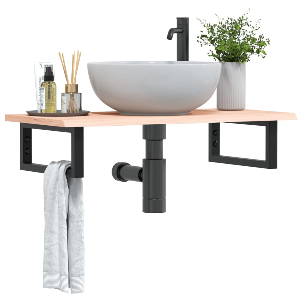 Étagère de salle de bain murale 80 cm Marron et noir | Maison Vasque
