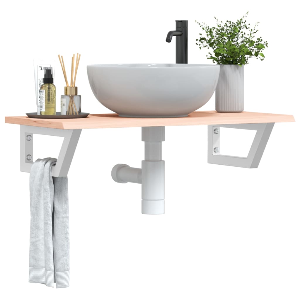 Étagère de salle de bain murale 80 cm Marron et blanc | Maison Vasque