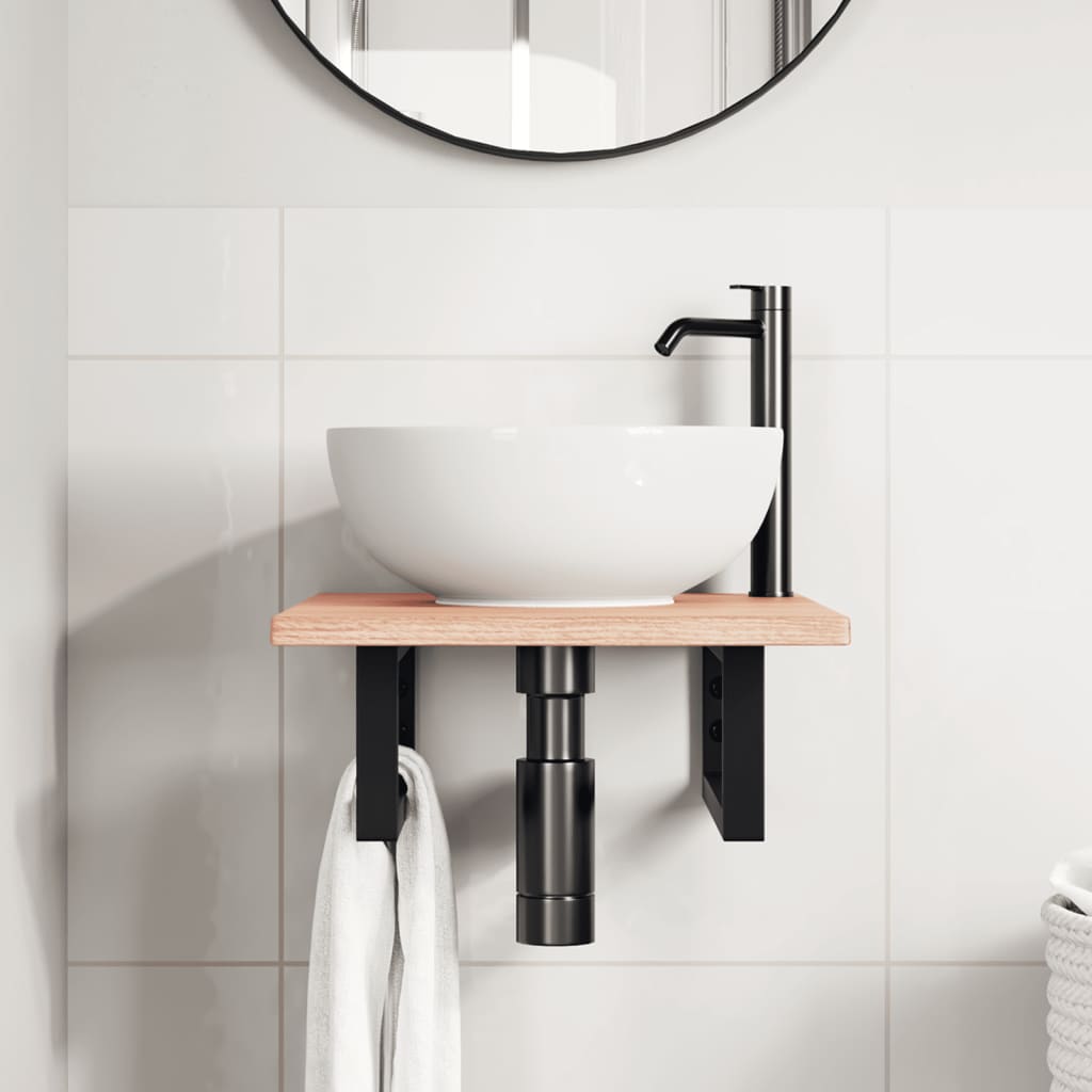 Étagère de salle de bain murale 40 cm Marron clair et noir | Maison Vasque