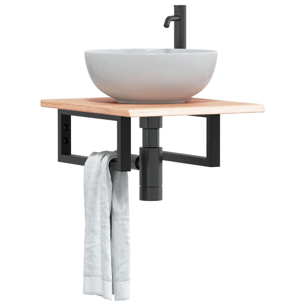 Étagère de salle de bain murale 40 cm Marron clair et noir | Maison Vasque