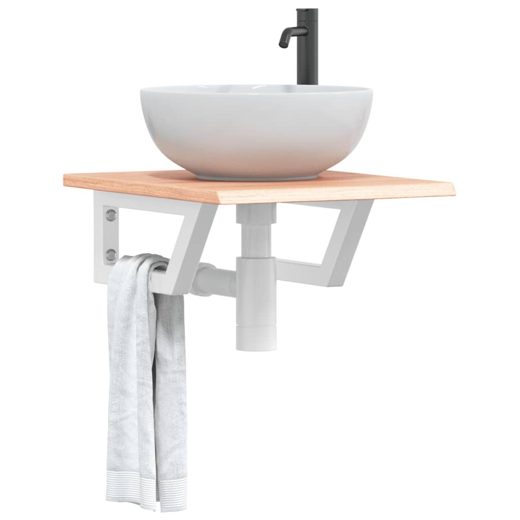 Étagère de salle de bain murale 40 cm Marron clair et blanc | Maison Vasque