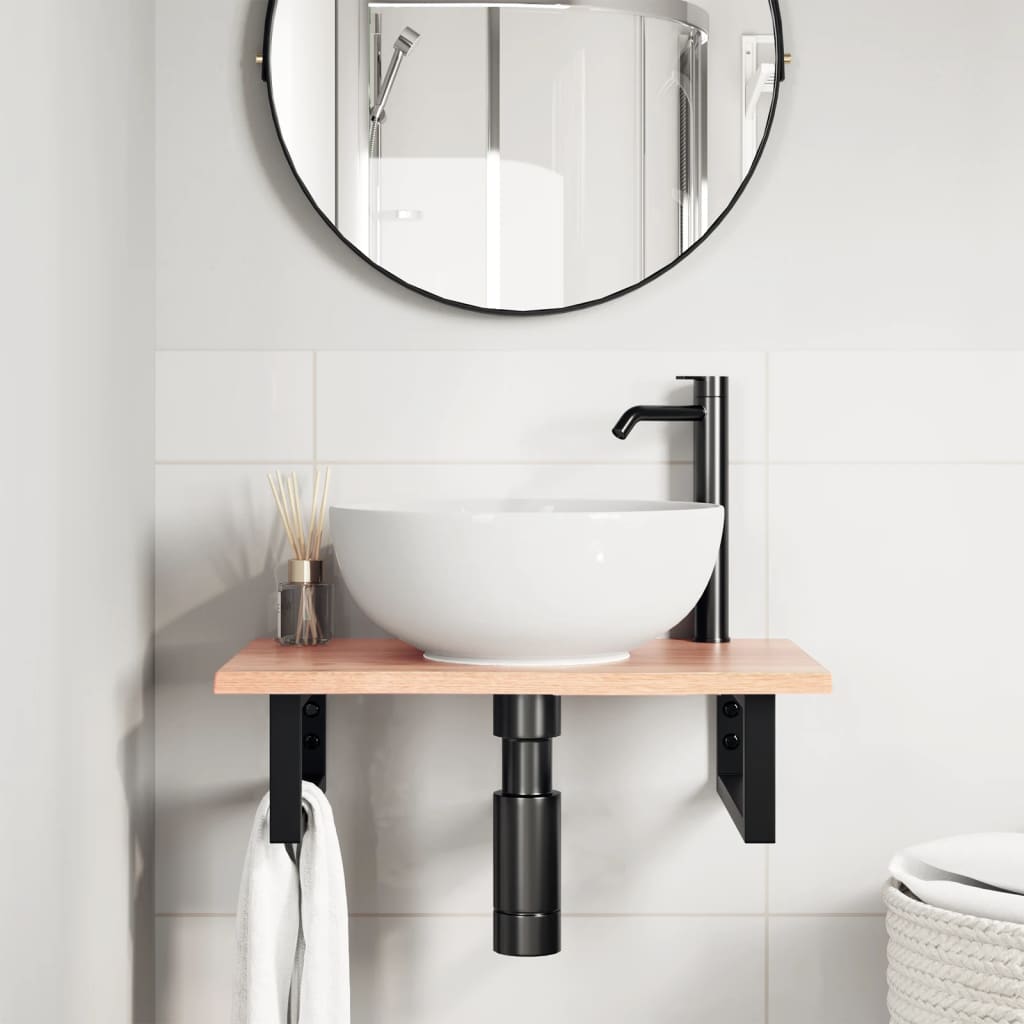 Étagère de salle de bain murale 60 cm – marron foncé et blanc Marron clair et noir | Maison Vasque