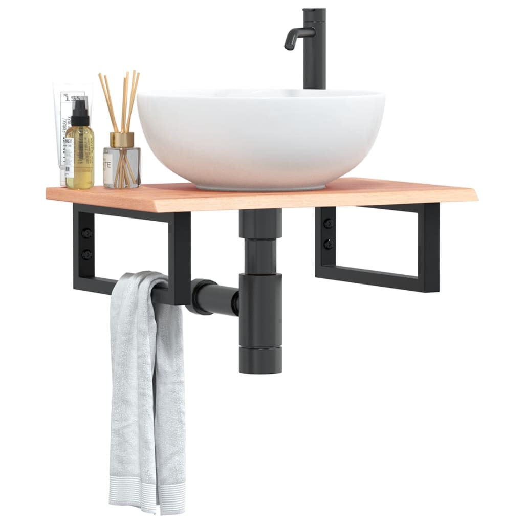 Étagère de salle de bain murale 60 cm marron foncé et blanc Marron clair et noir | Maison Vasque