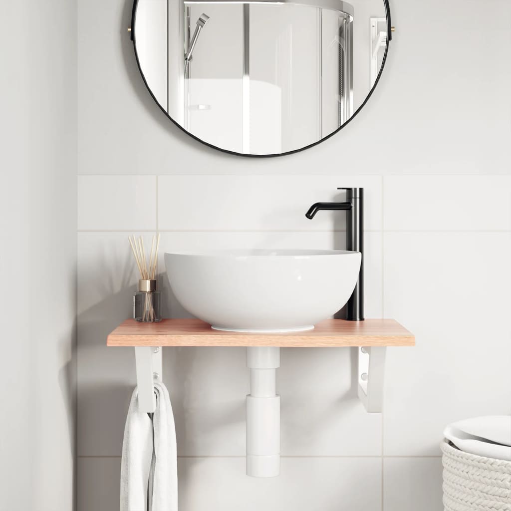 Étagère de salle de bain murale 60 cm – marron foncé et blanc Marron clair et blanc | Maison Vasque