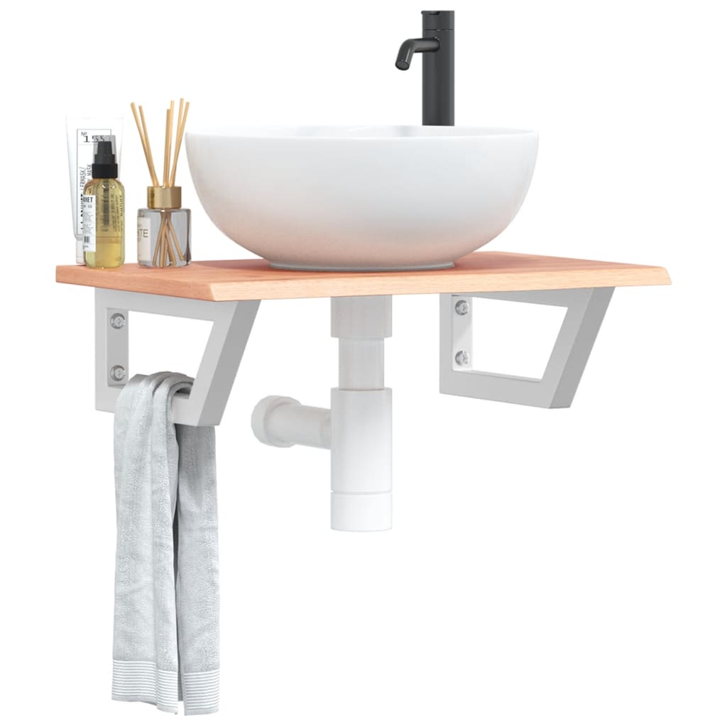 Étagère de salle de bain murale 60 cm marron foncé et blanc Marron clair et blanc | Maison Vasque