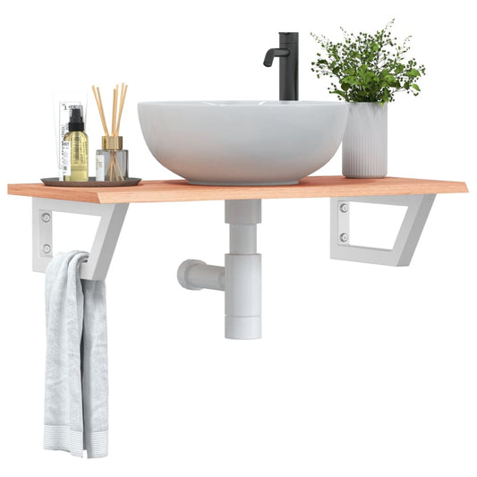 Étagère de salle de bain murale 80 cm Marron clair et blanc | Maison Vasque