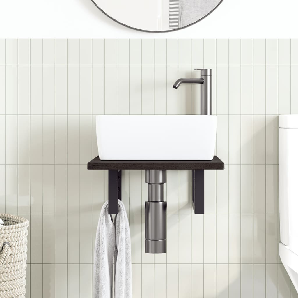 Étagère de salle de bain murale 40 cm marron foncé et noir | Maison Vasque