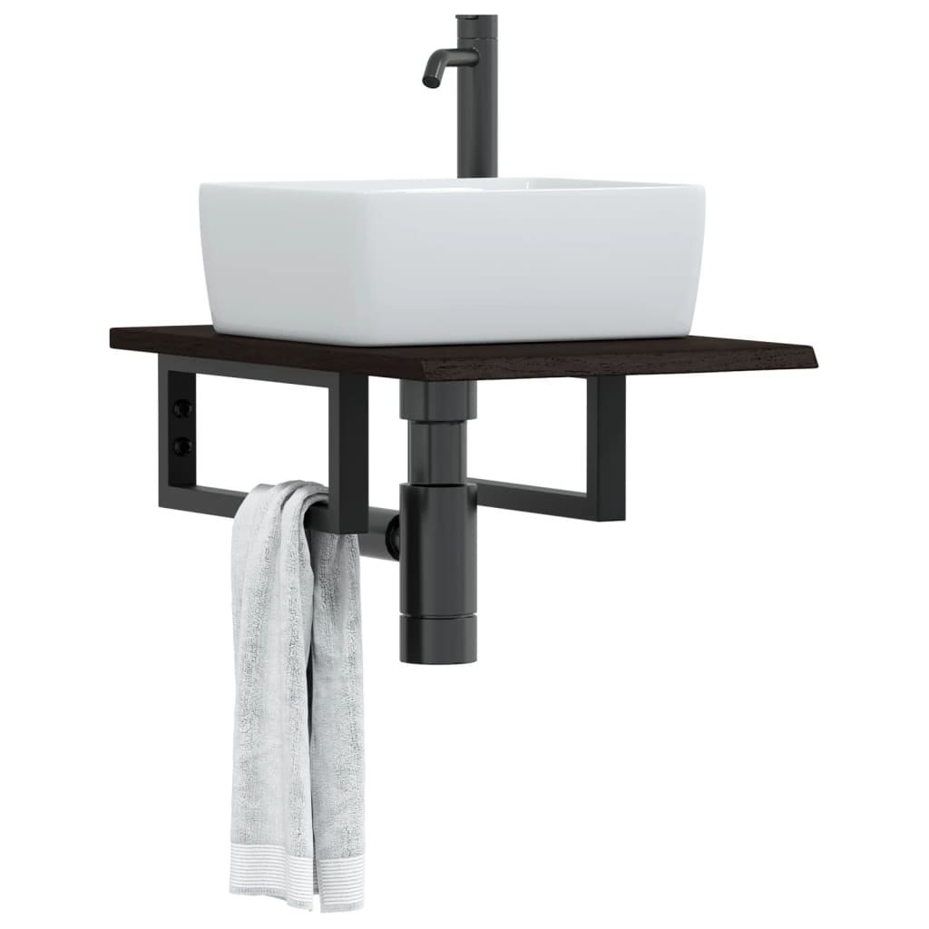 Étagère de salle de bain murale 40 cm marron foncé et noir | Maison Vasque