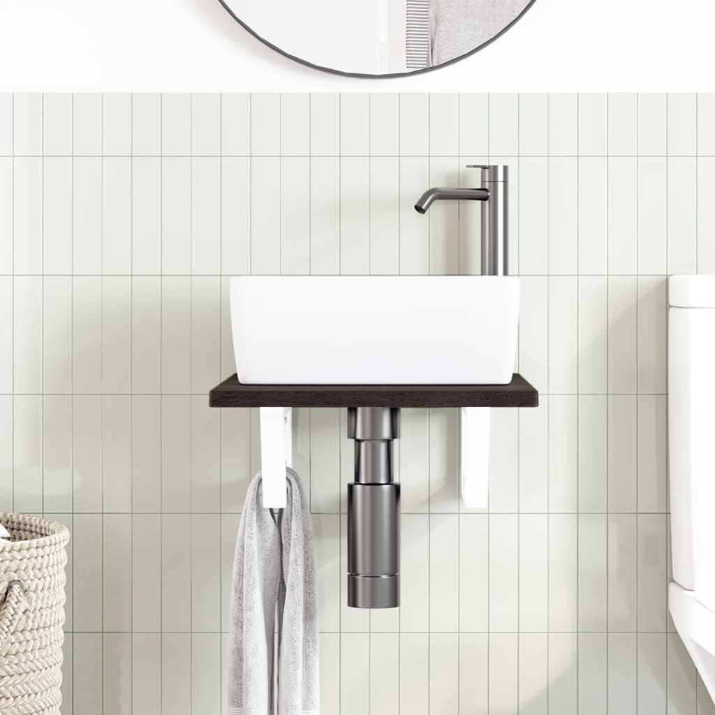 Étagère de salle de bain murale 40 cm marron foncé et blanc | Maison Vasque