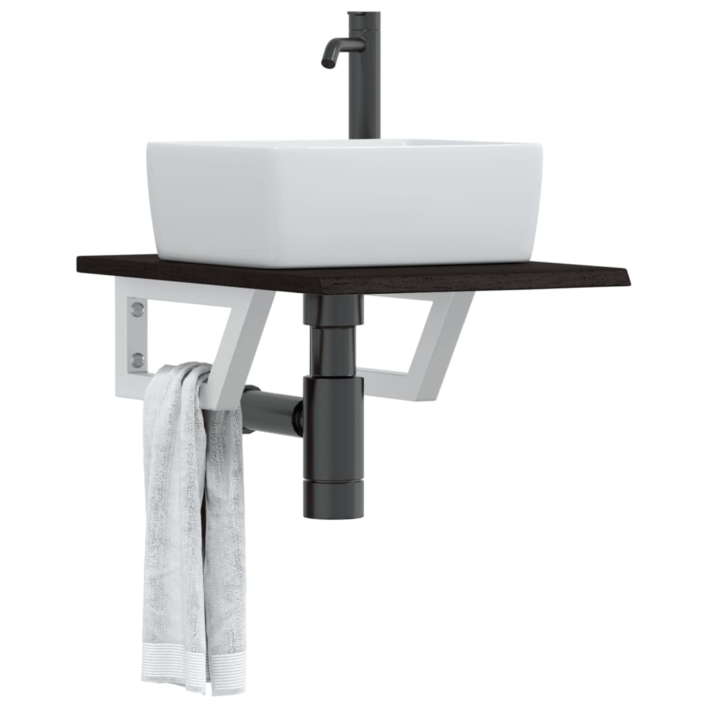 Étagère de salle de bain murale 40 cm marron foncé et blanc | Maison Vasque