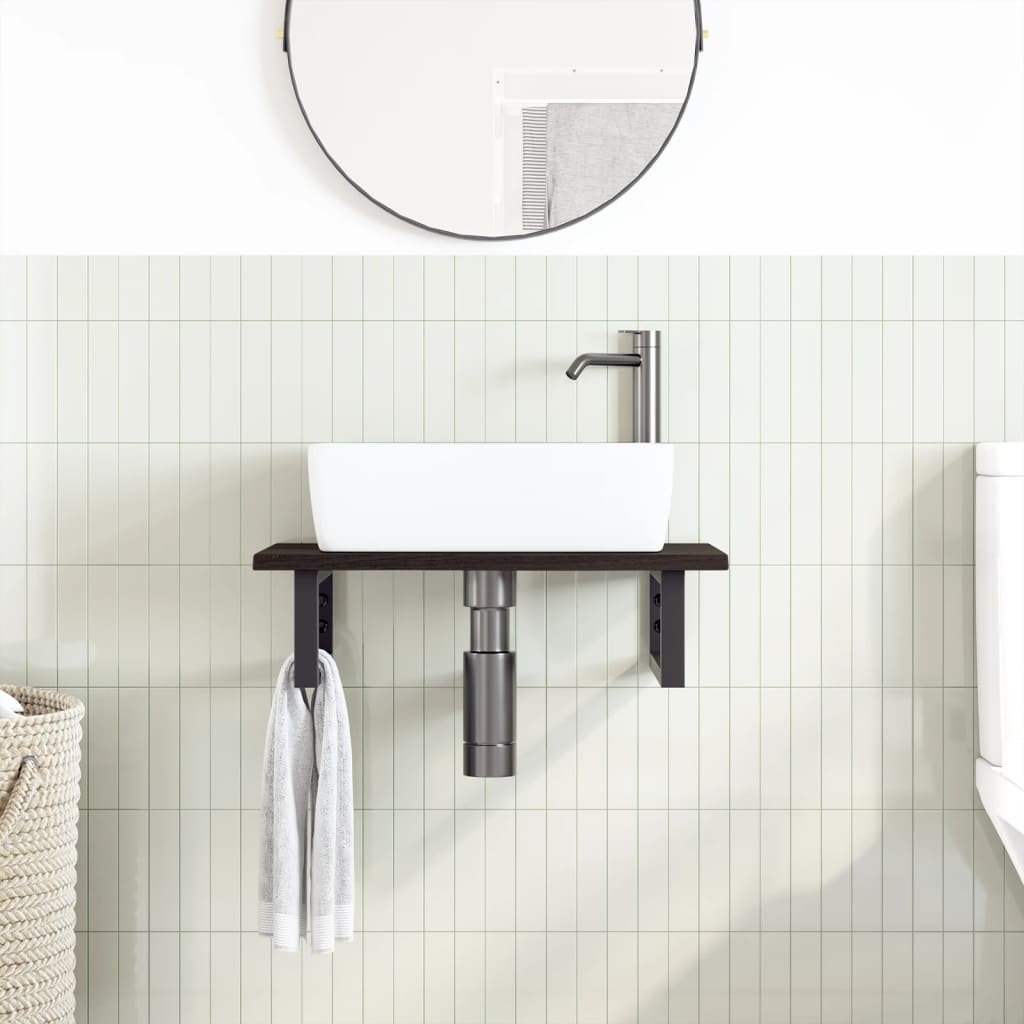 Étagère de salle de bain murale 60 cm – marron foncé et blanc marron foncé et noir | Maison Vasque