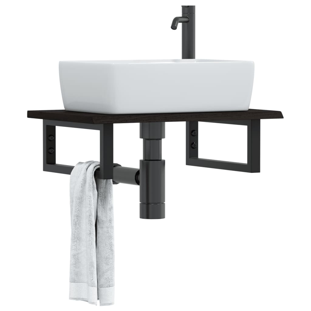 Étagère de salle de bain murale 60 cm marron foncé et blanc marron foncé et noir | Maison Vasque
