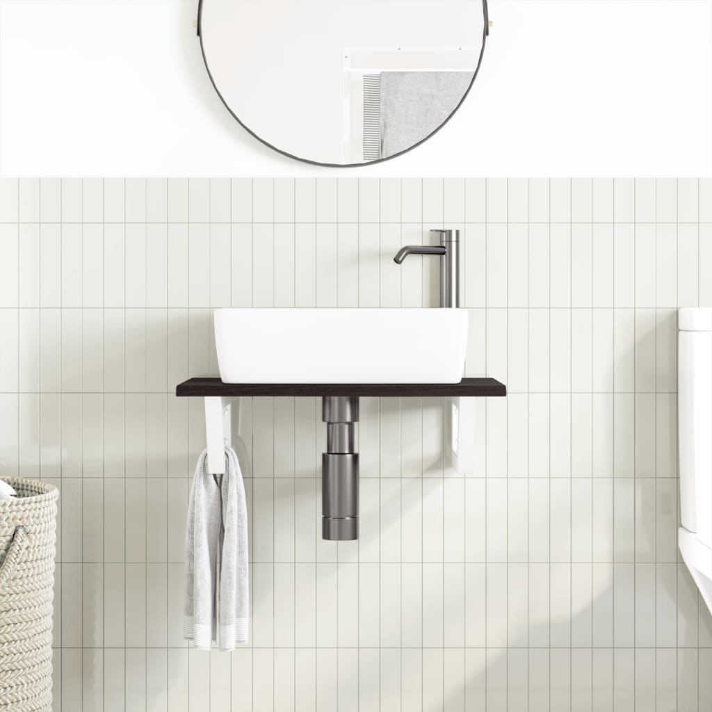 Étagère de salle de bain murale 60 cm – marron foncé et blanc marron foncé et blanc | Maison Vasque