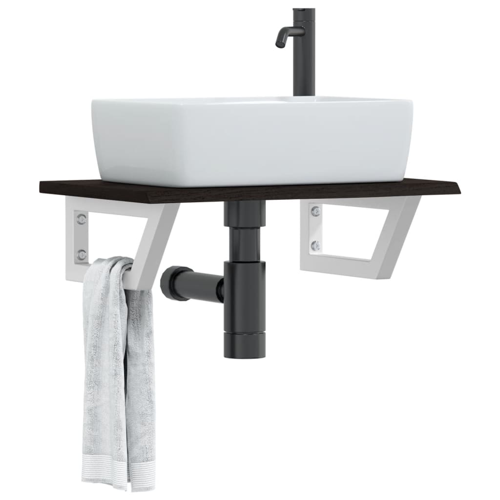 Étagère de salle de bain murale 60 cm marron foncé et blanc marron foncé et blanc | Maison Vasque