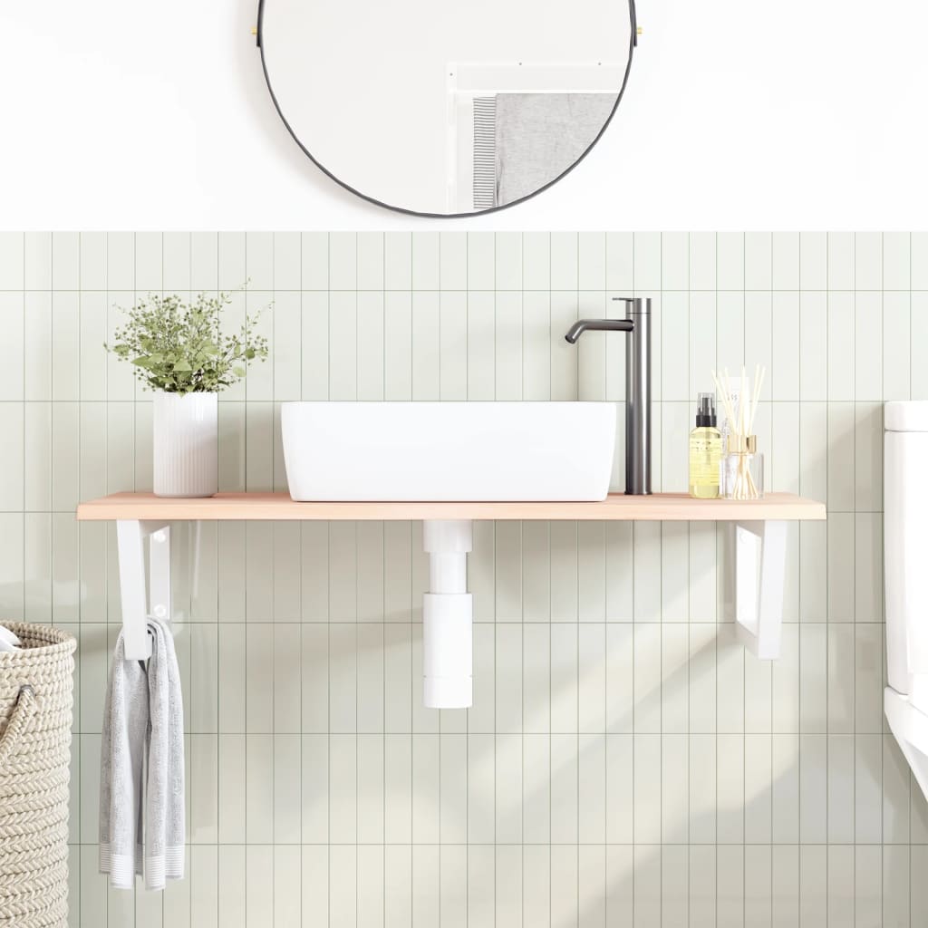 Étagère de salle de bain murale 100 cm Marron et blanc | Maison Vasque