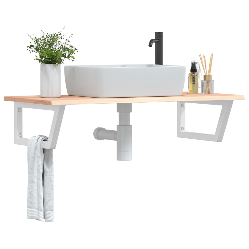 Étagère de salle de bain murale 100 cm Marron et blanc | Maison Vasque