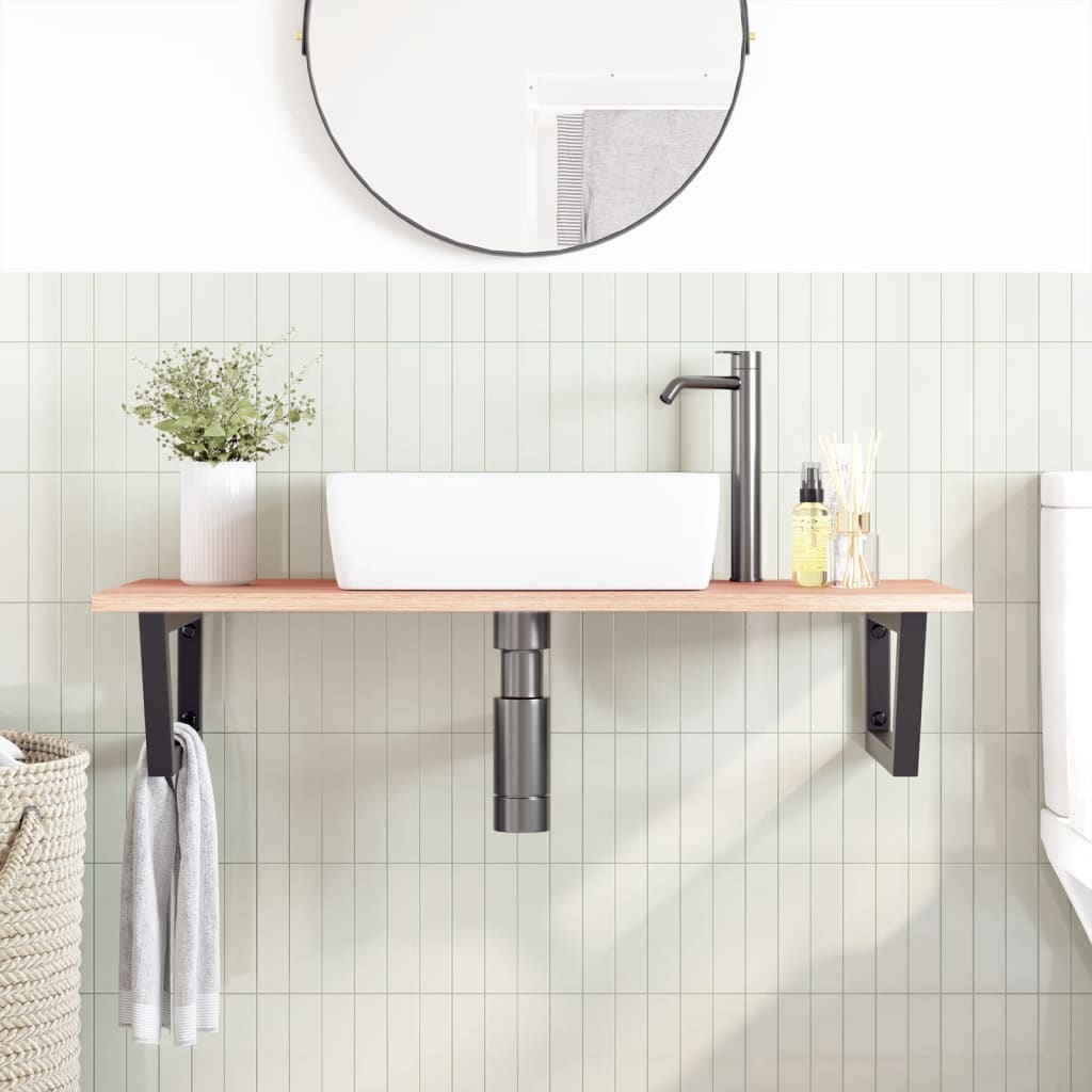 Étagère de salle de bain murale 100 cm Marron clair et noir | Maison Vasque