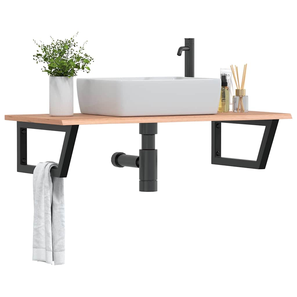 Étagère de salle de bain murale 100 cm Marron clair et noir | Maison Vasque