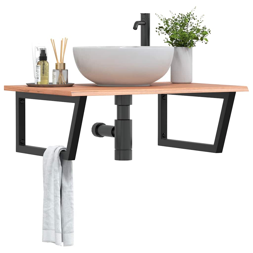 Étagère de salle de bain murale 80 cm Marron clair et noir | Maison Vasque