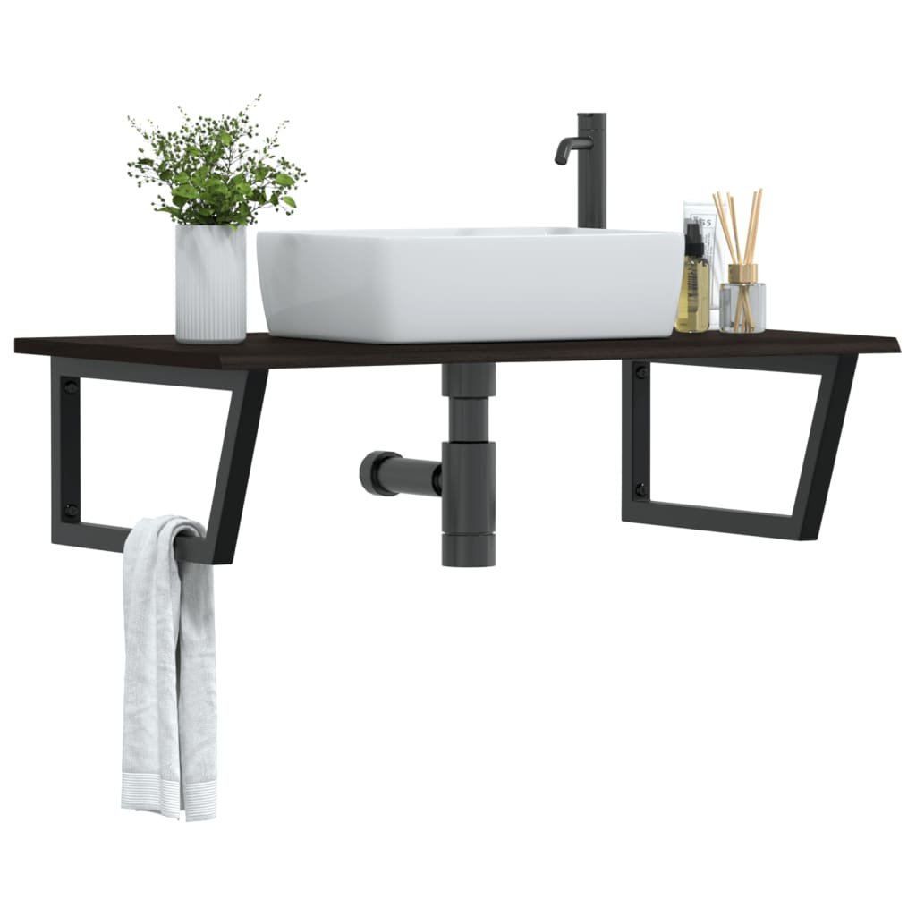 Étagère de salle de bain murale 100 cm marron foncé et noir | Maison Vasque