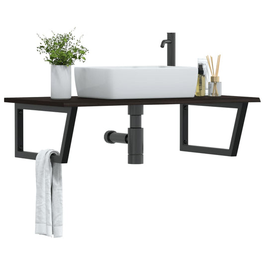 Étagère de salle de bain murale 100 cm marron foncé et noir | Maison Vasque