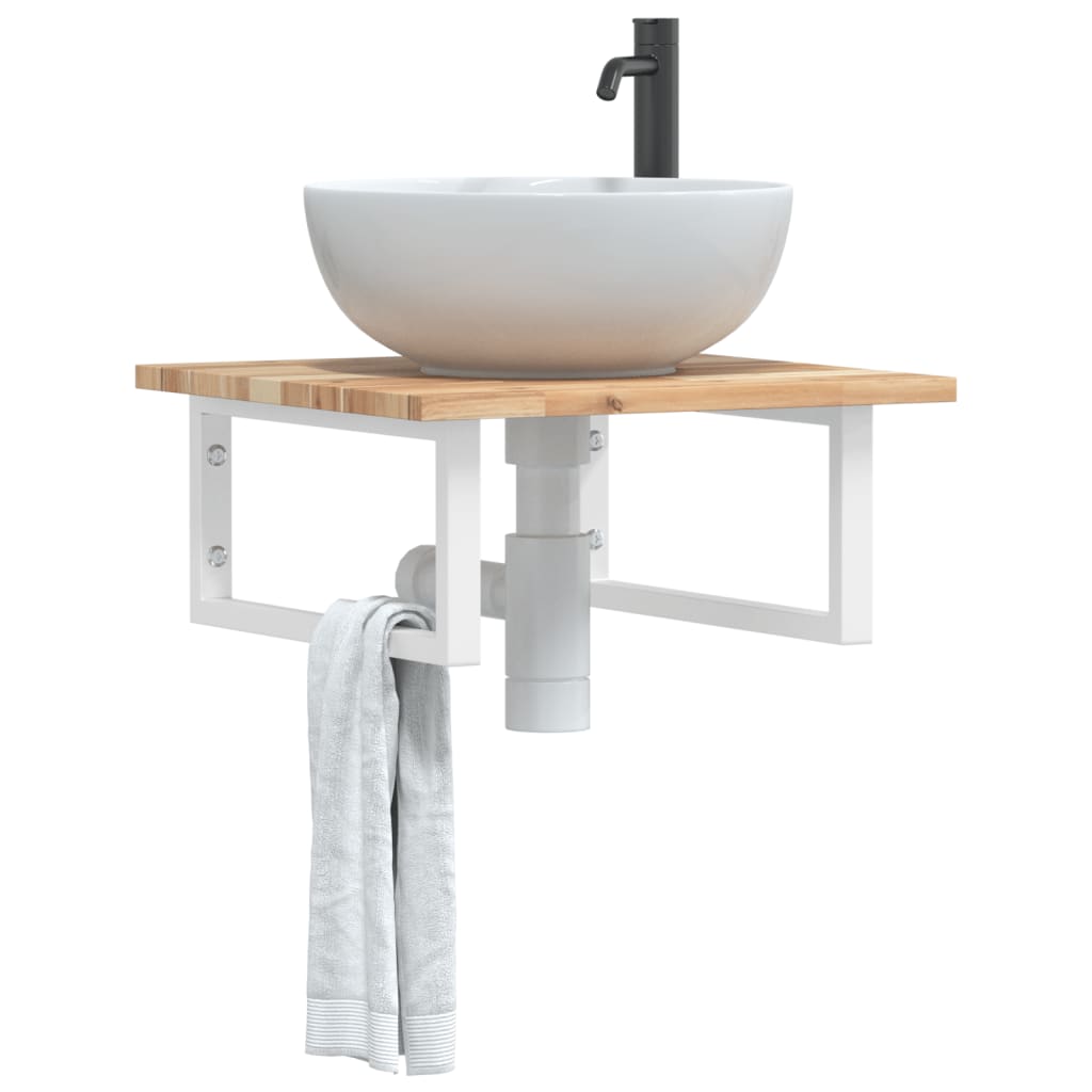 Étagère de salle de bain murale 50 cm Marron et blanc | Maison Vasque
