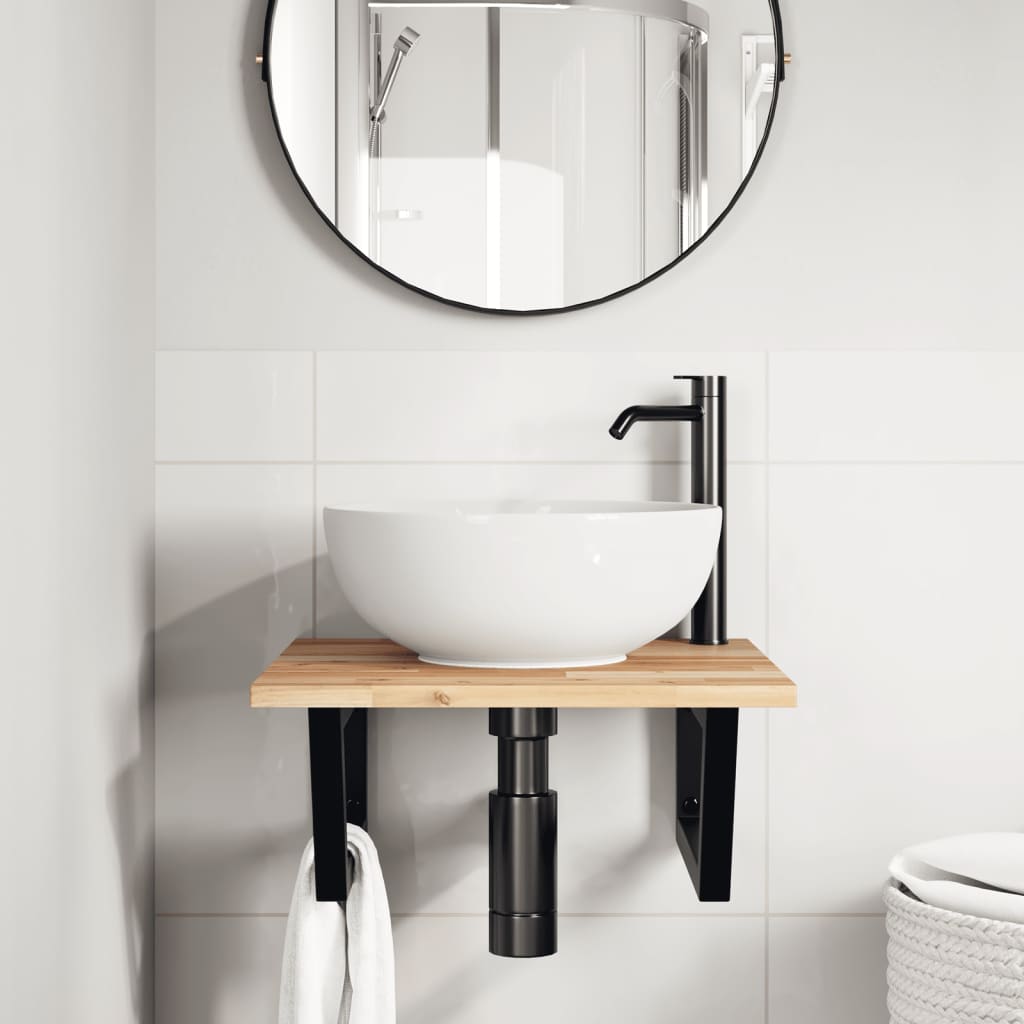 Étagère de salle de bain murale 50 cm Marron et noir | Maison Vasque